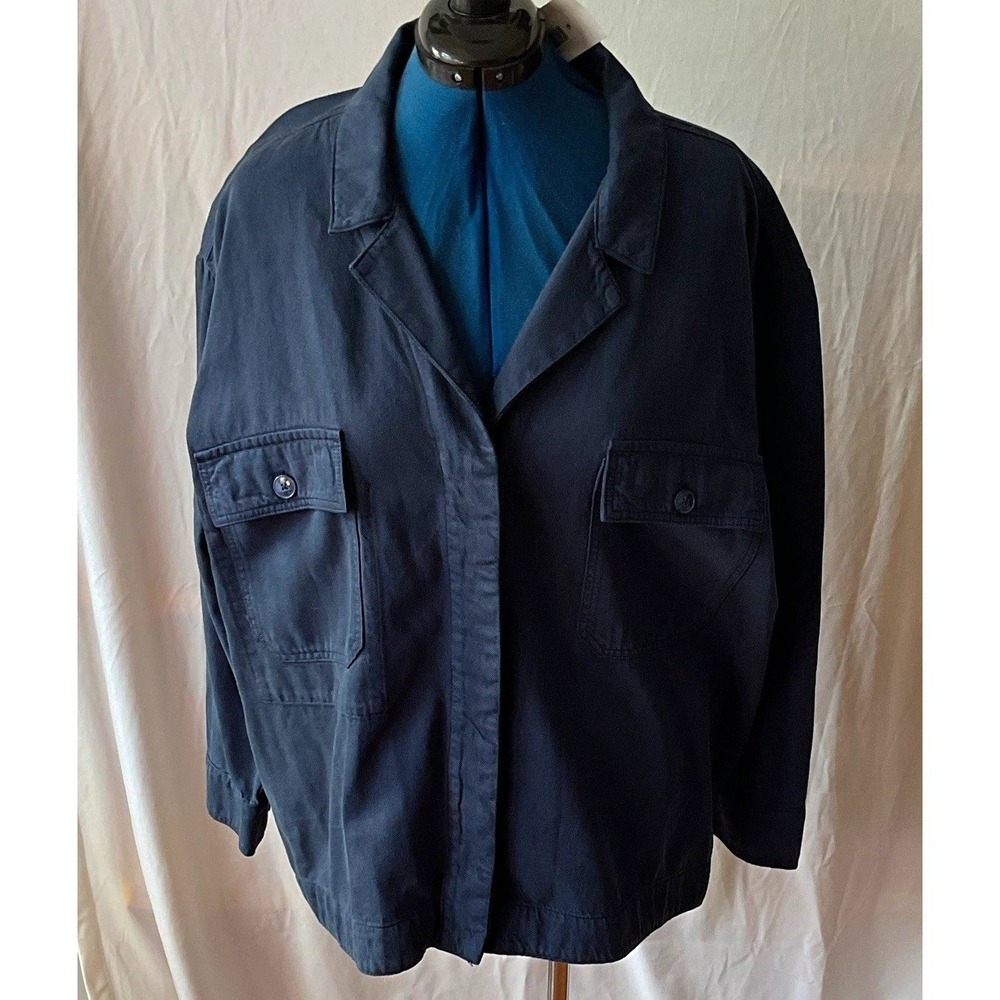 Treasure & Bond Mens XL Blue Solid Button Front Jacket Spread Collar TB494133MI